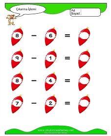 Çıkarma İşlemi Çalışma Sayfaları